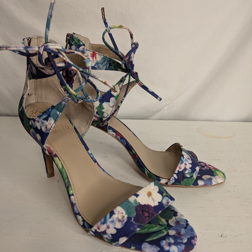 Vince Camuto High Heel Floral Dress Sandals Ankle Wrap